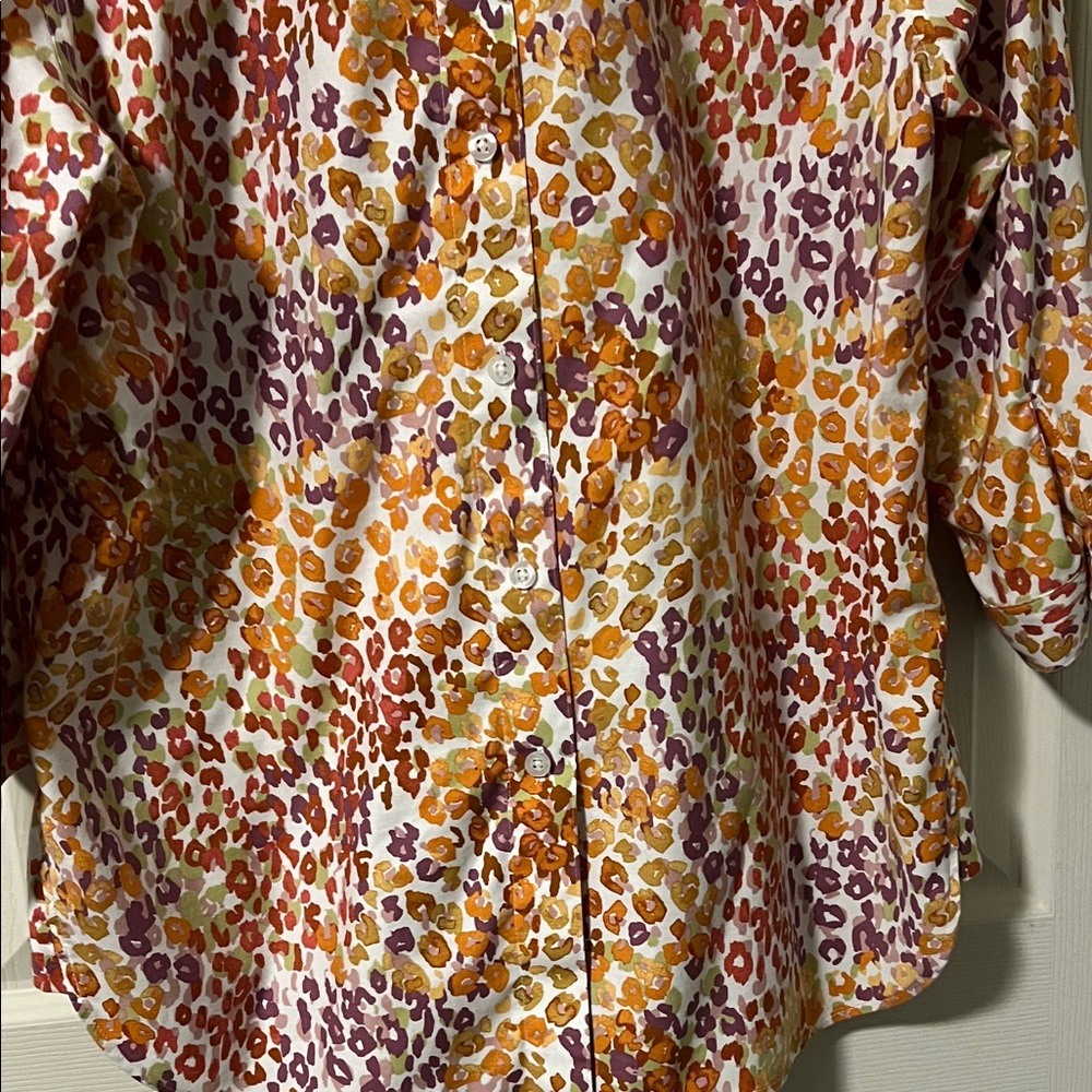 Women's Chico’s size 1 Multicolor Leopard Print Top 3/4 sleeve - Picture 4 of 6